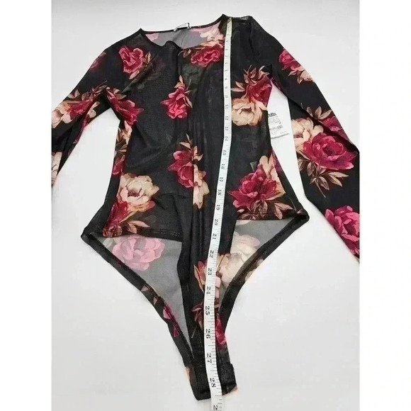 Charlotte Russe Women's Size M Black Flowered See-through Bodysuit NWT - Picture 6 of 7